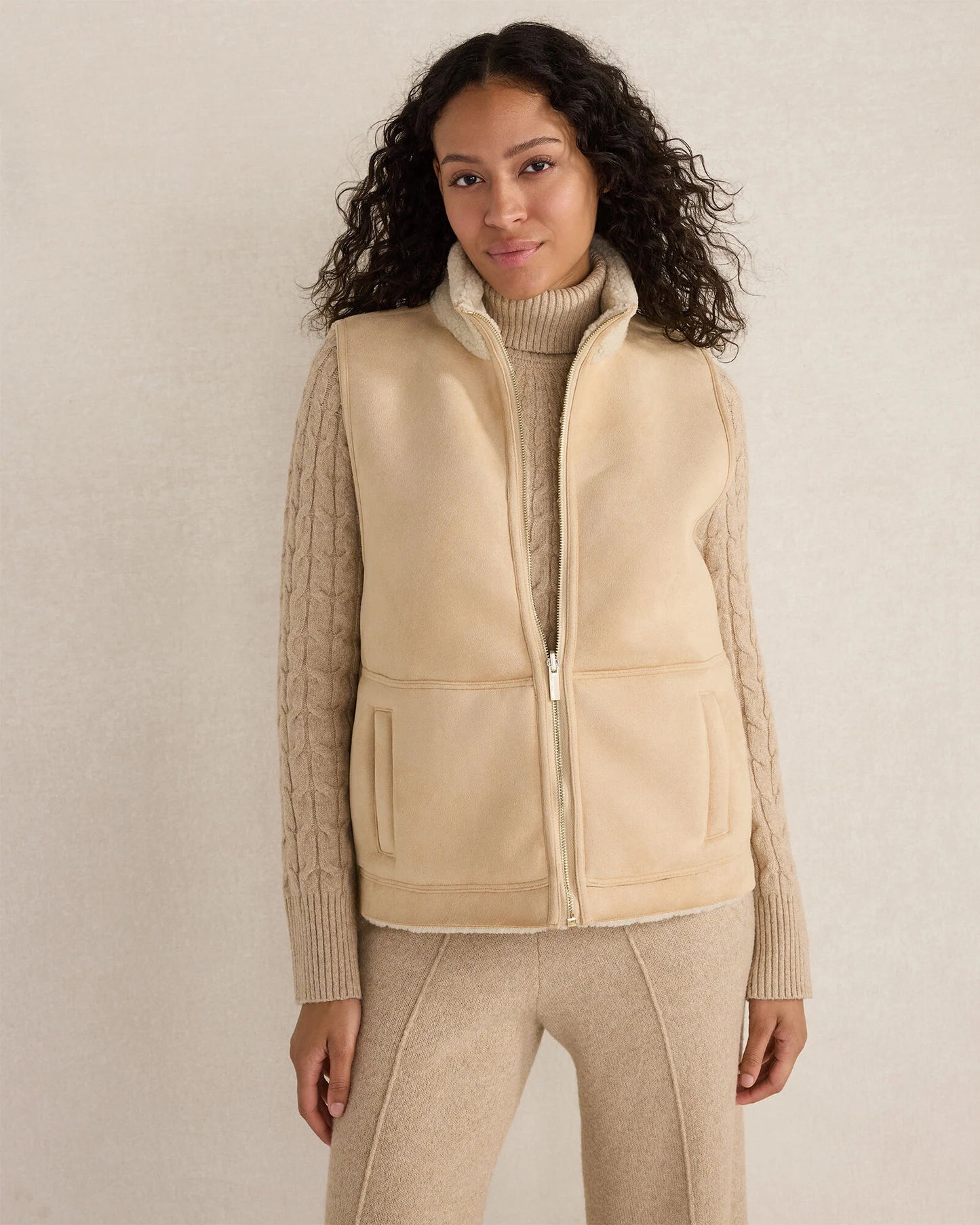 Faux Suede and Sherpa Reversible Vest