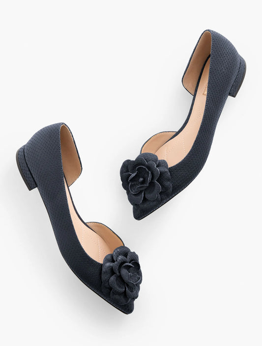 Scarlet Flower Embossed Flats