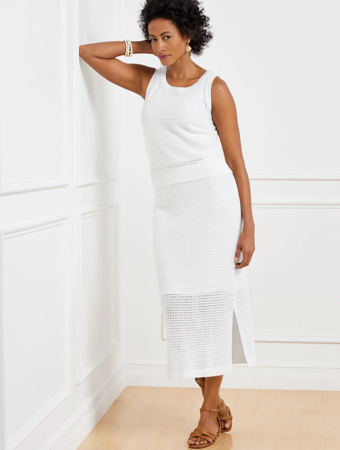 Crochet Pointelle Midi Skirt