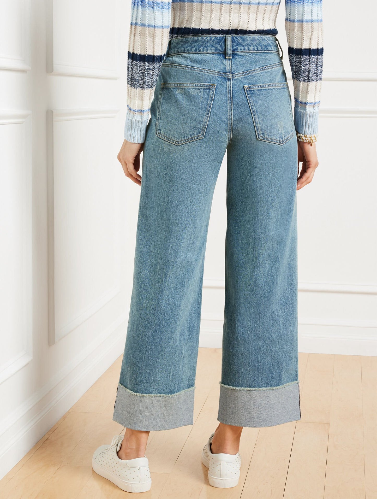 Straight Ankle Cuff Jeans - Downing Wash