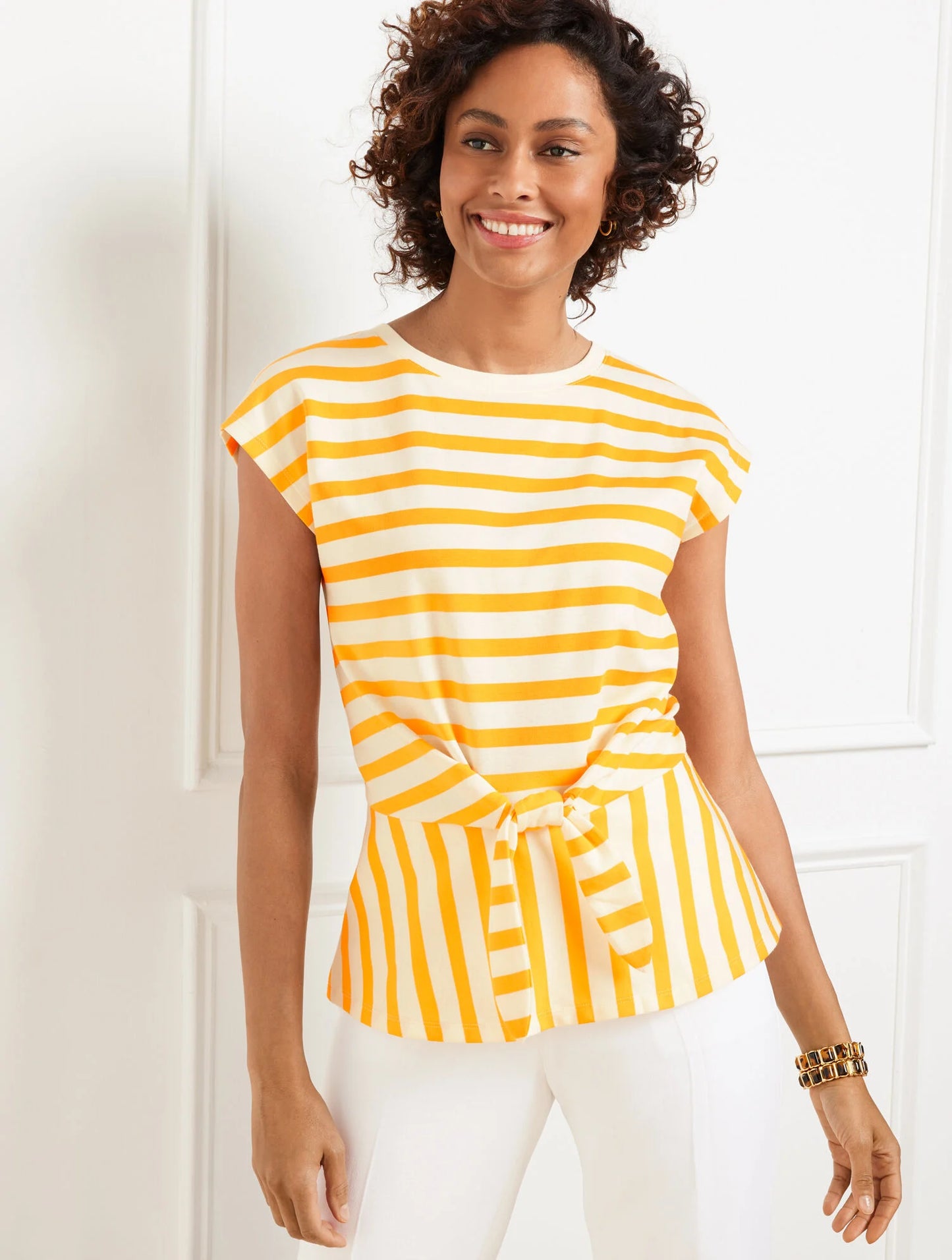 Tie Front Crewneck Tee - Camden Stripe