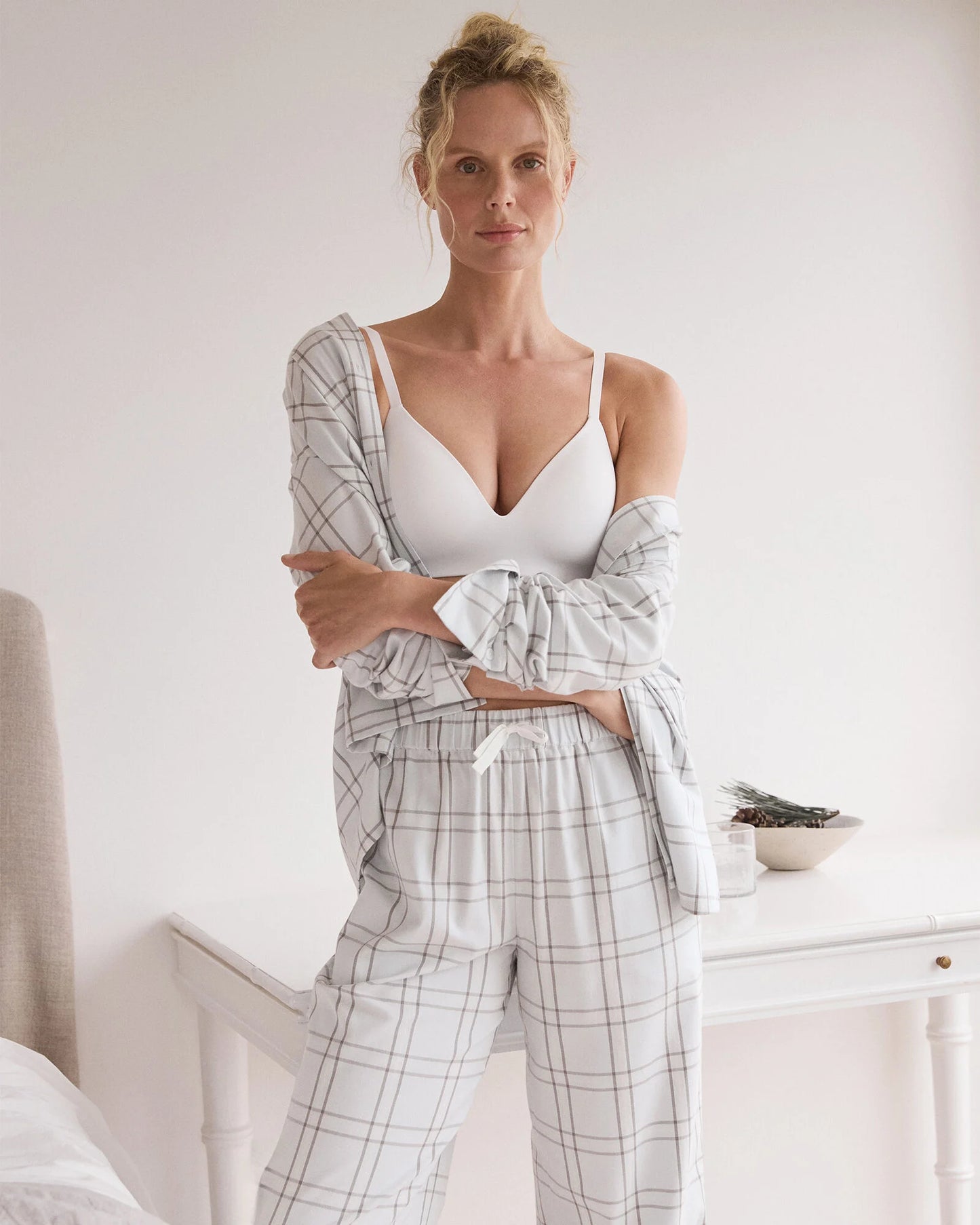 Lightweight Flannel Windowpane Pajama Pants