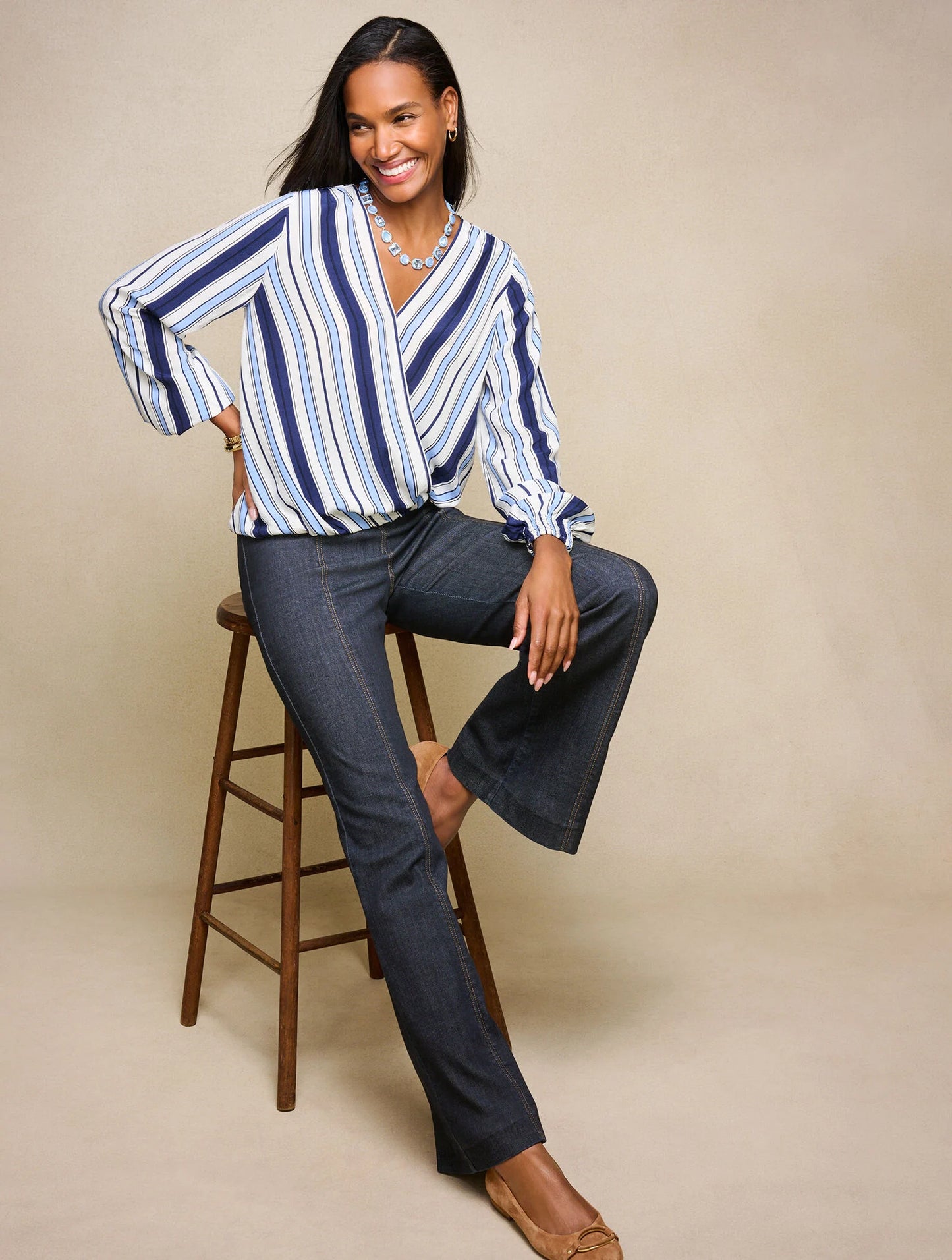 Happy Stripe Wrap Top