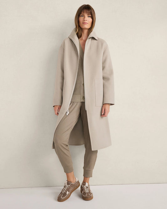 Wool Blend Funnel Neck Coat