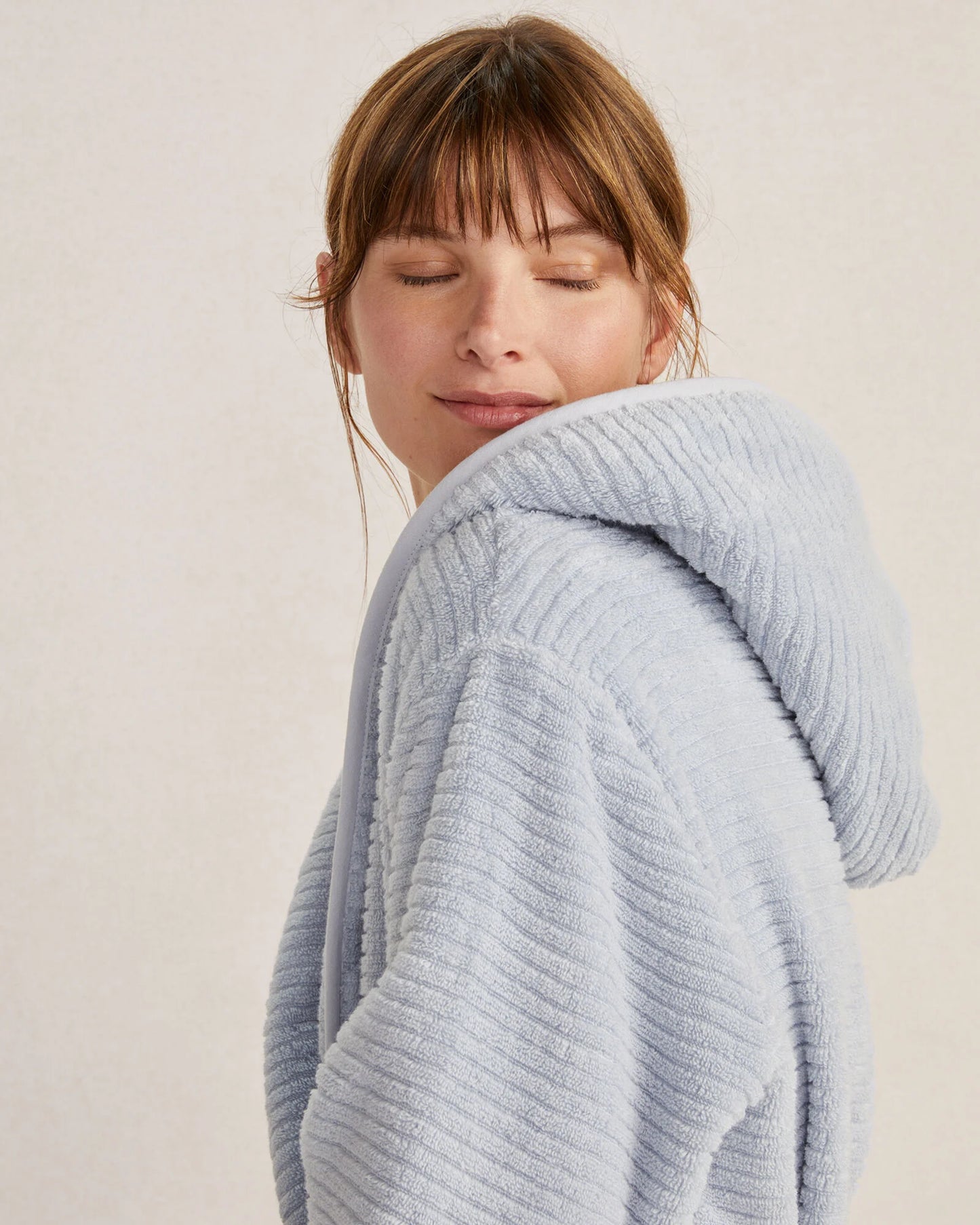 Organic Cotton Ribbed Terry Hooded Robe