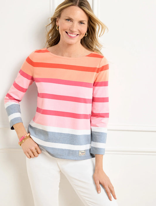 Authentic Talbots Tee - Celeste Stripe
