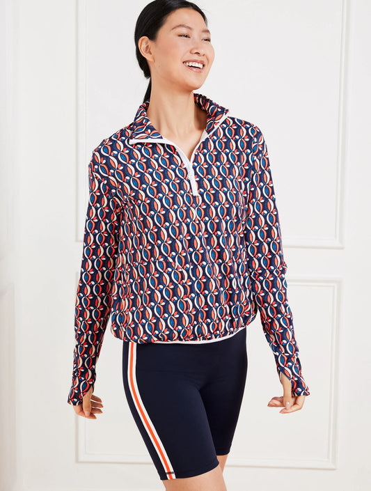 Performance Interlock Half-Zip Pullover - Pinwheel Geo