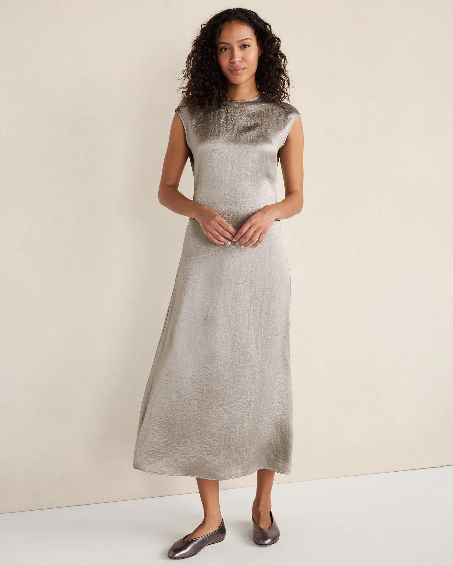 Luxe Crinkle Shine Midi Dress
