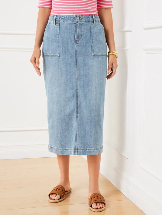 Denim Midi Skirt - Cornelia Wash