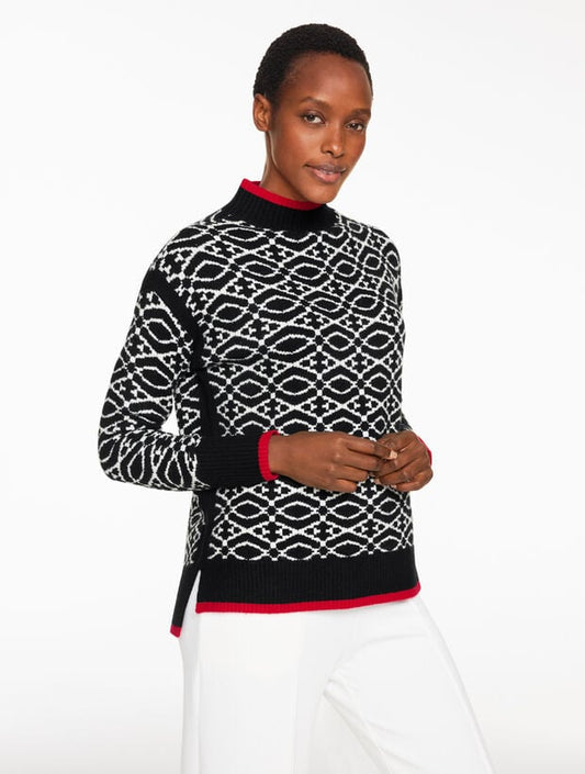 Cable Knit Mockneck Sweater - Lattice Lodge