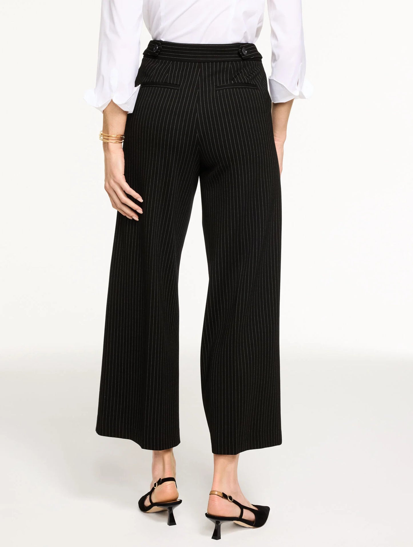 Wide Ankle Pinstripe Ponte Pants