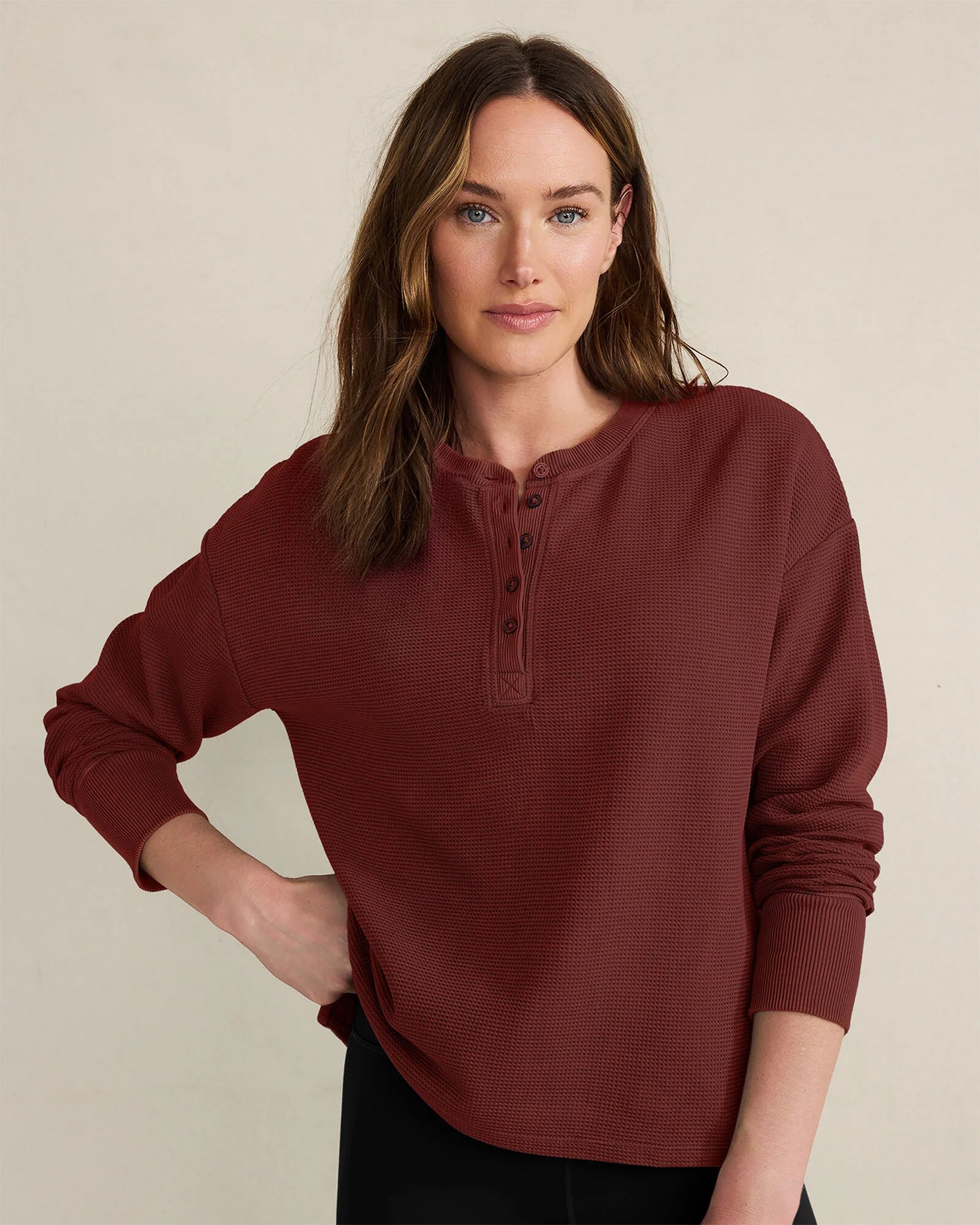 Organic Cotton Waffle Henley