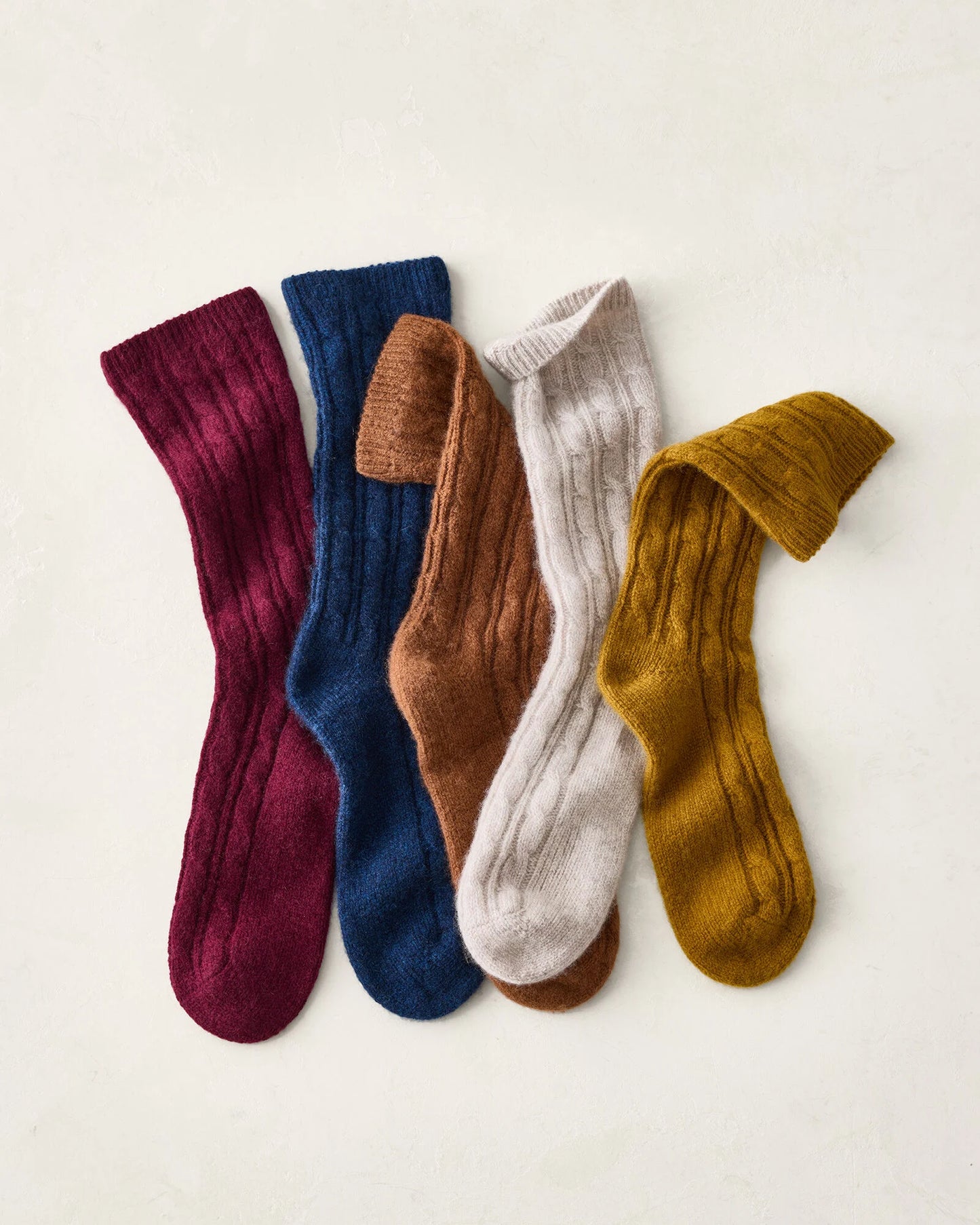 Cashmere Blend Cable Knit Socks