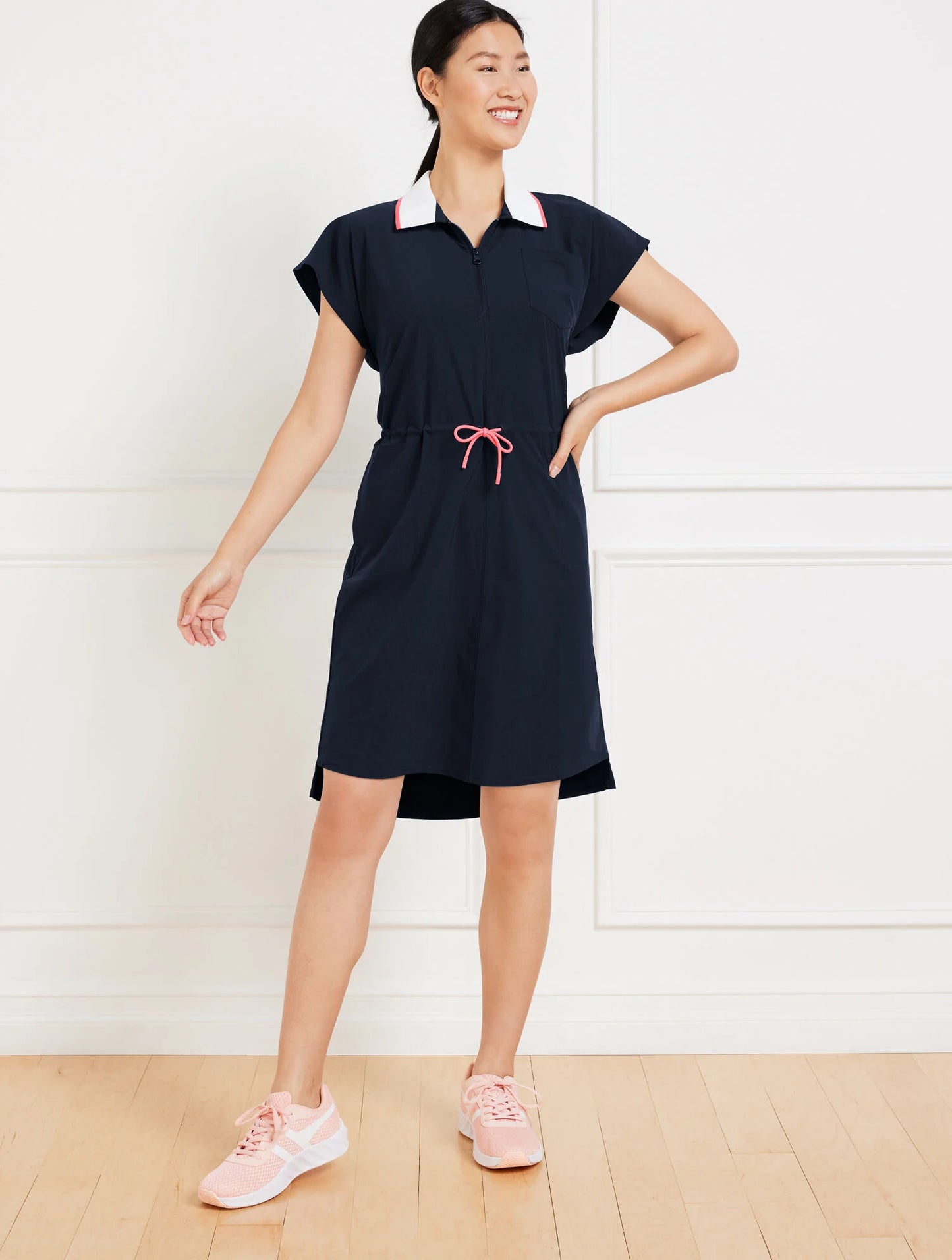 Lightweight Woven Stretch Half-Zip Polo Dress