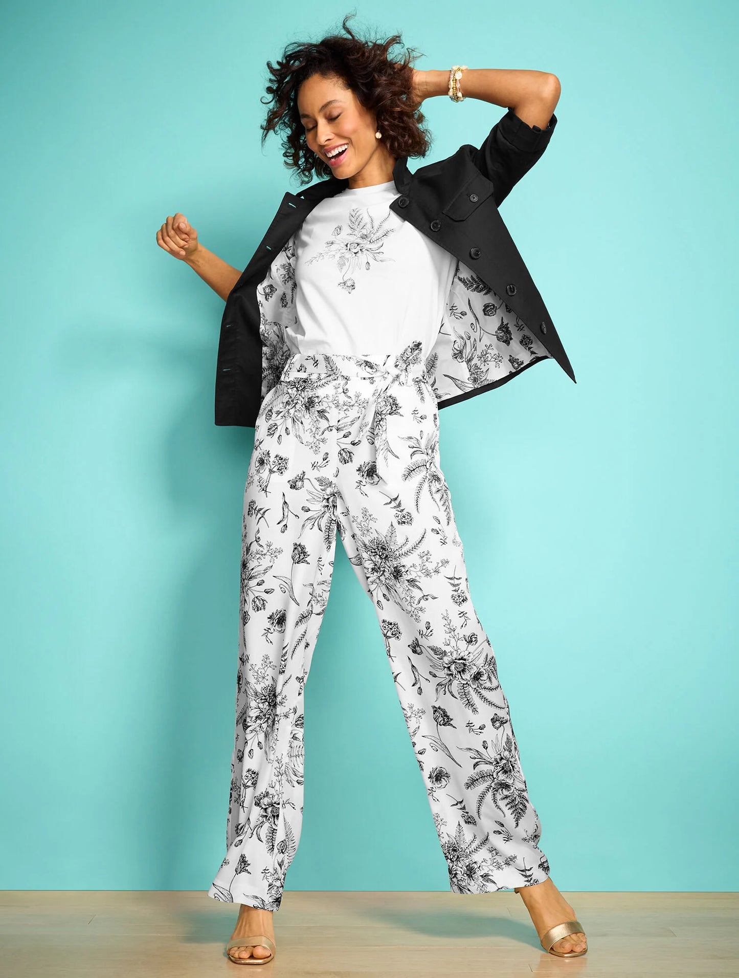 Wide Leg Pull-On Pants - Petal Poetry