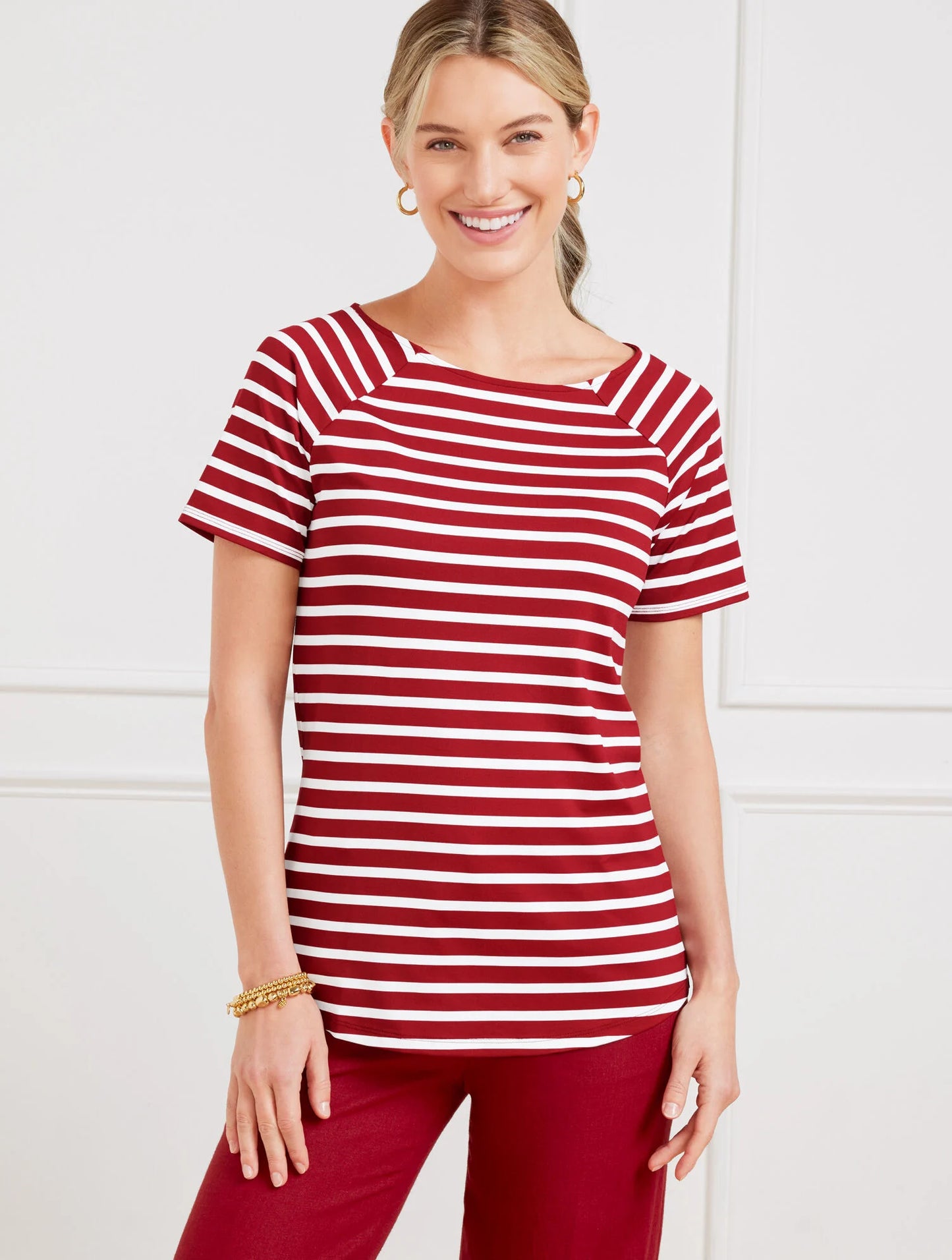 Effortless Jersey Stripe Bateau Neck Tee