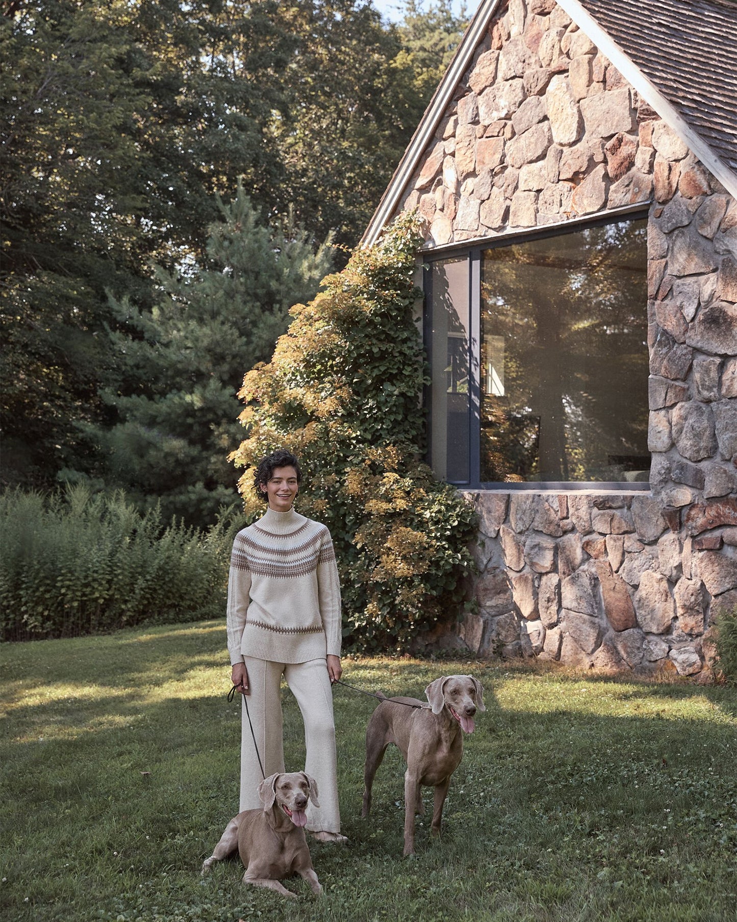 Organic Cotton Blend Fair Isle Cable Mockneck Sweater