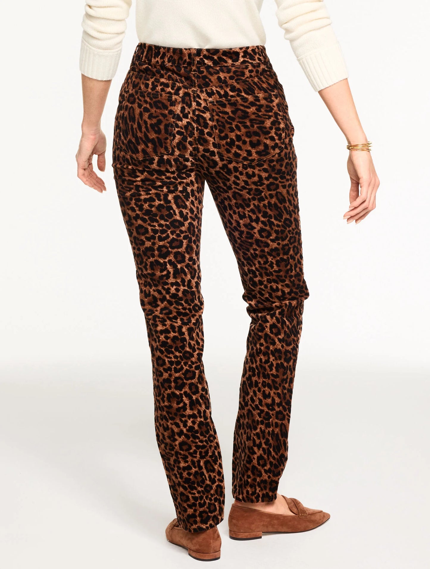 Straight Leg Stretch Corduroy Pants - Spectacular Animal - Curvy Fit