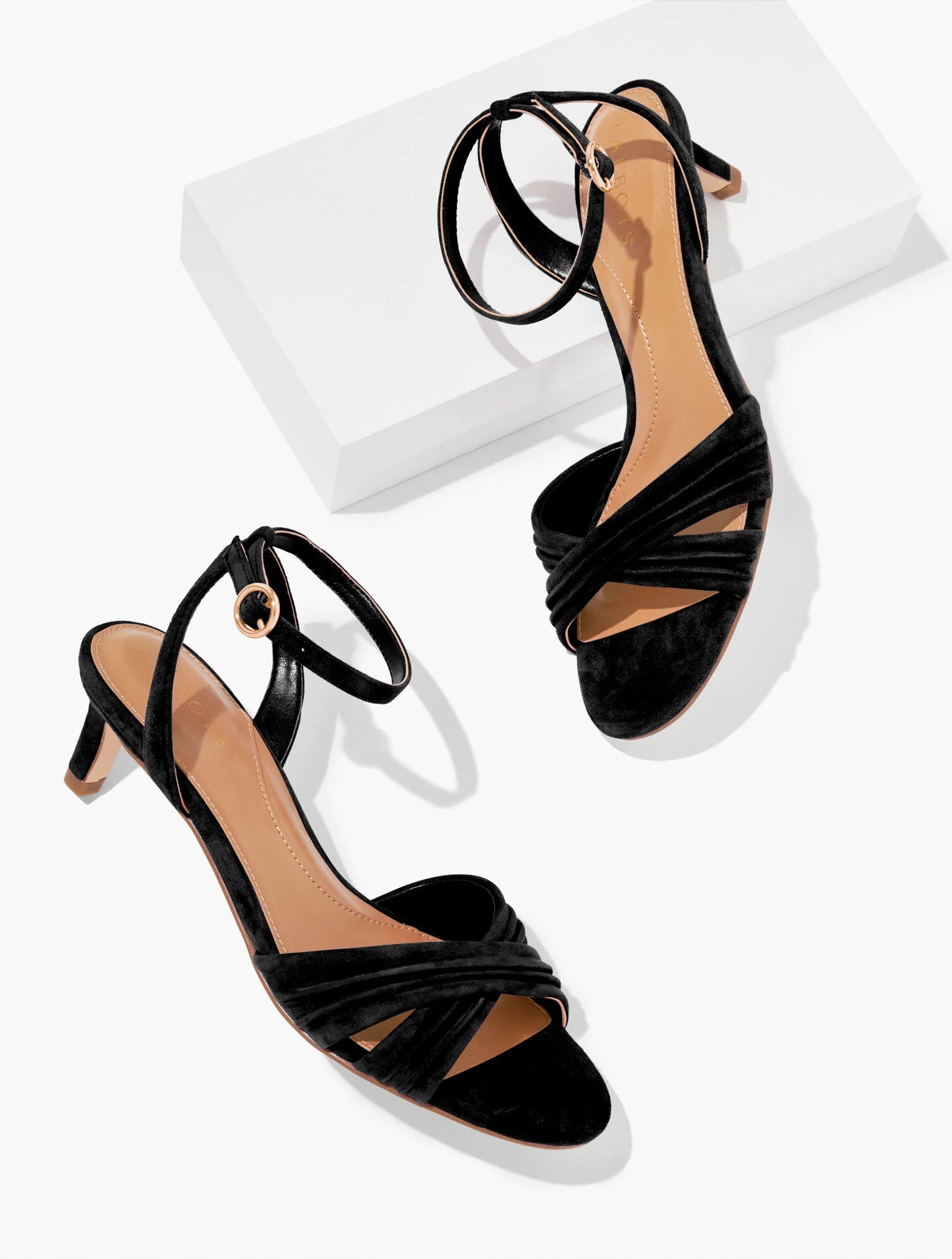 Tallia Pleated Suede Ankle Strap Heel Sandals