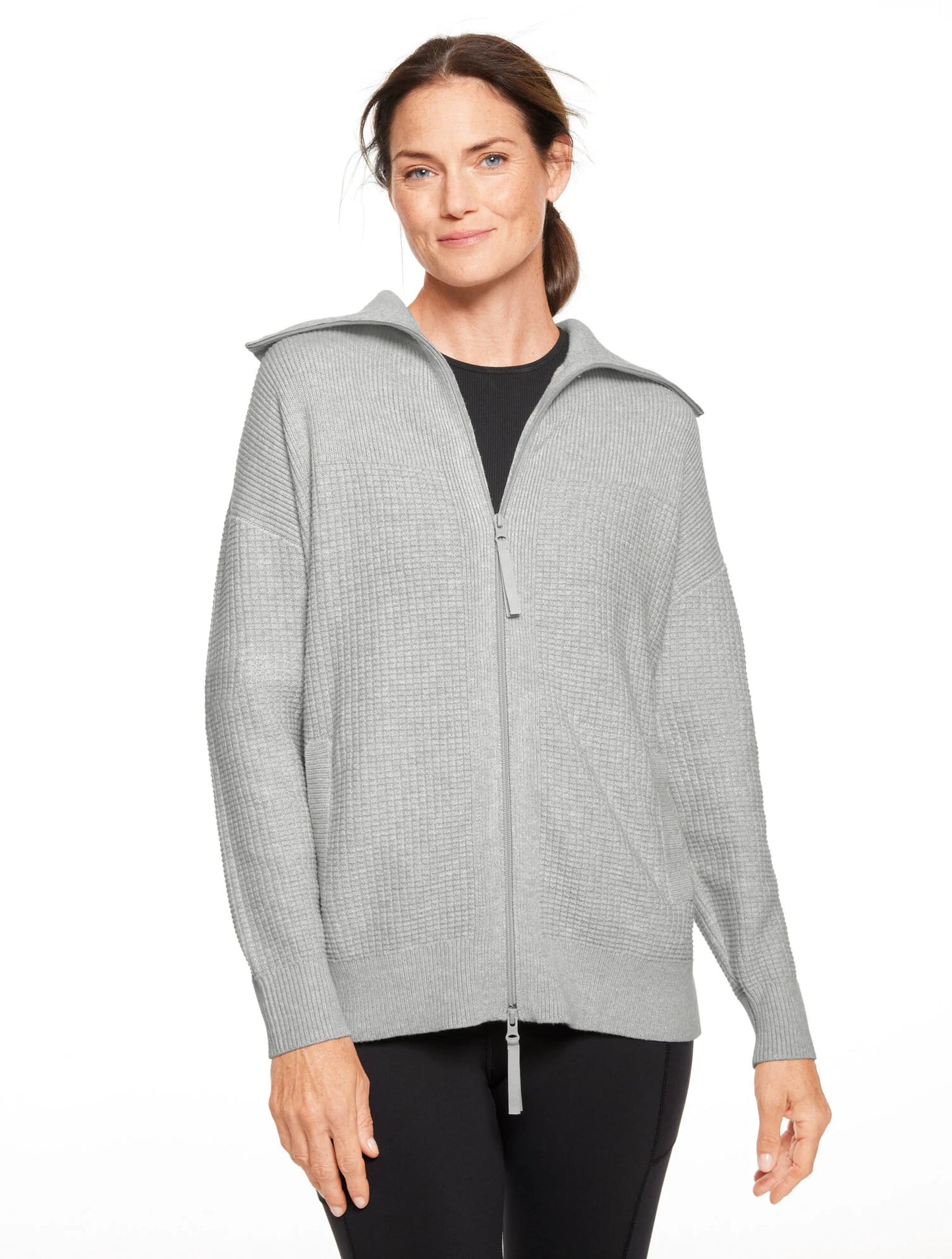 Waffle Knit Sweater Jacket