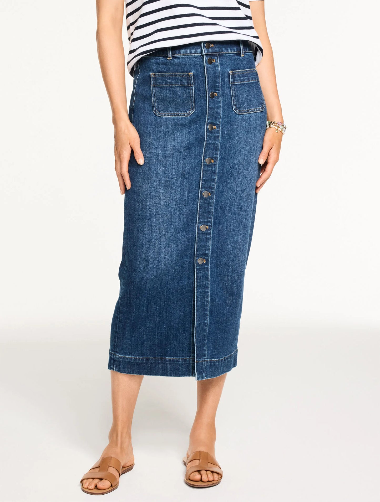 Denim Midi Skirt - Coronado Wash