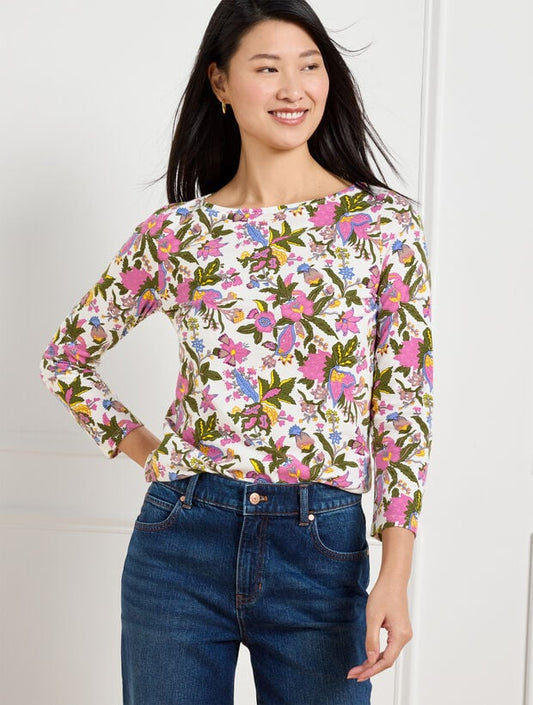 Bateau Neck Tee - Flourishing Vines