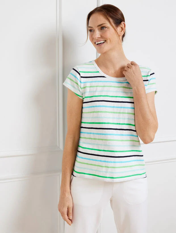 Supersoft Jersey Open Back Tee - Vast Multi Stripe
