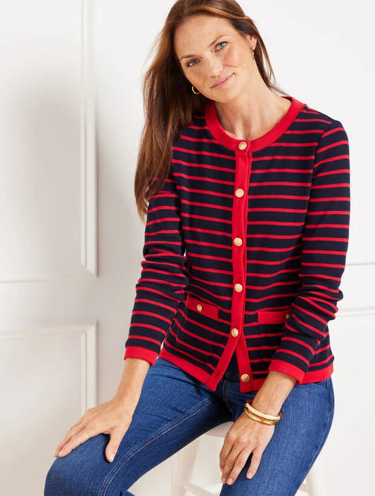 Patch Pocket Cardigan - Delfina Stripe