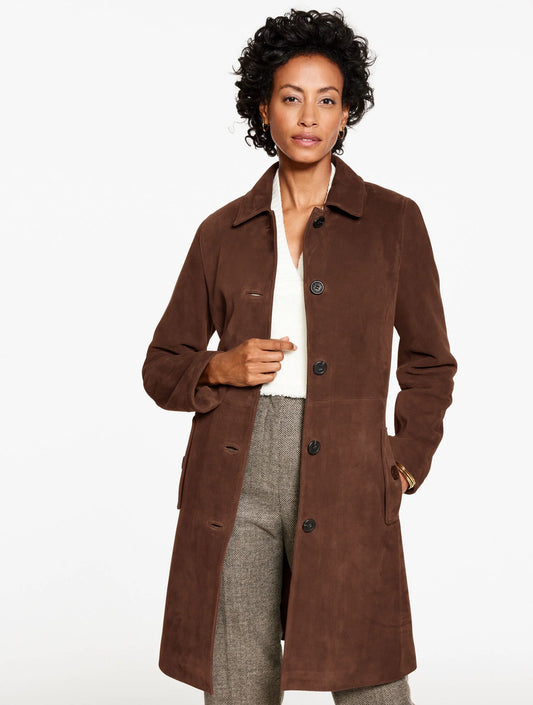 Suede A-Line Coat