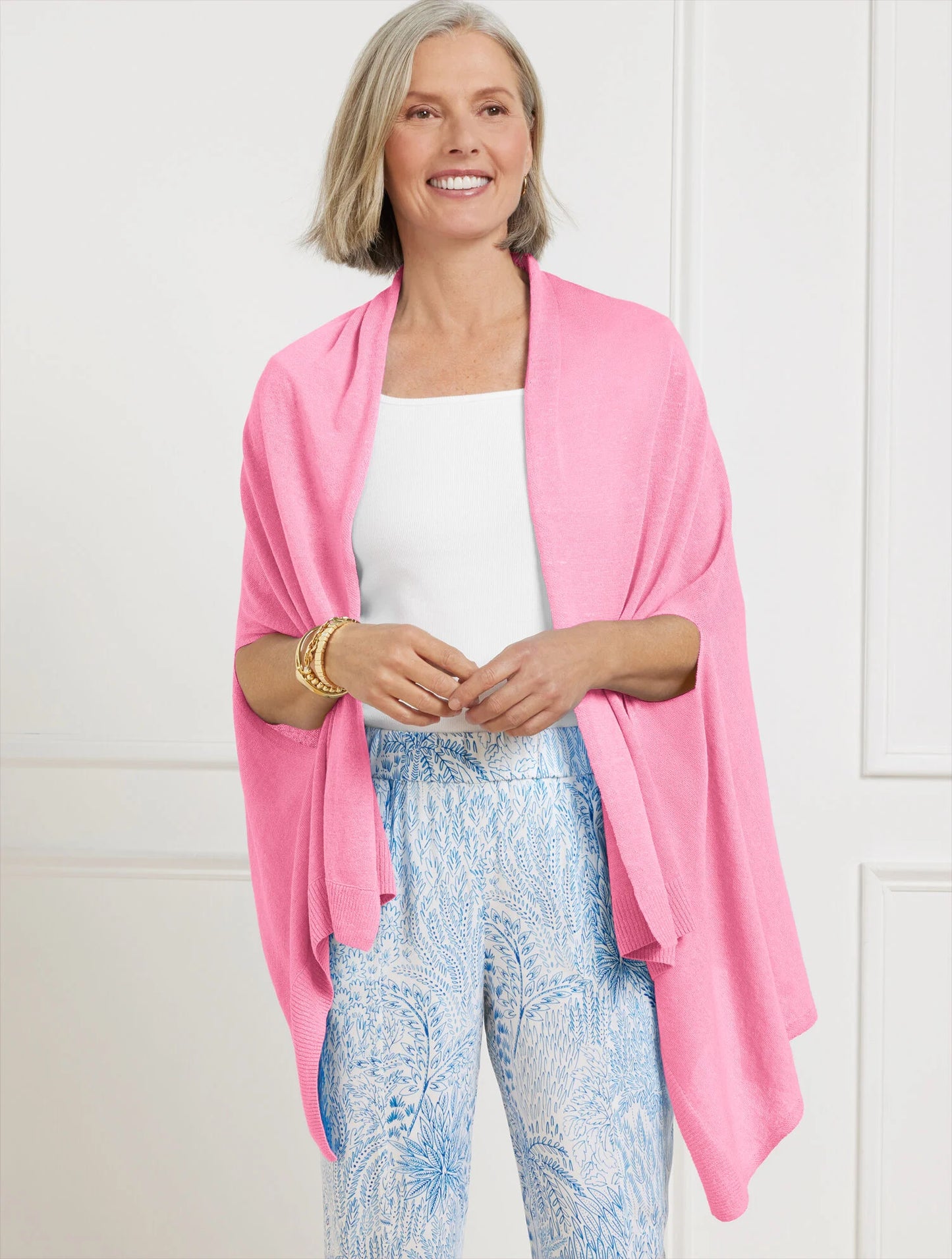 Linen Blend Travel Ruana