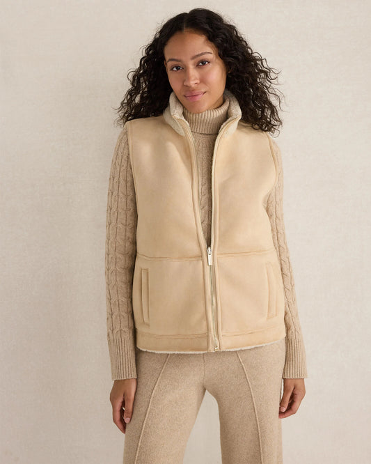 Faux Suede and Sherpa Reversible Vest