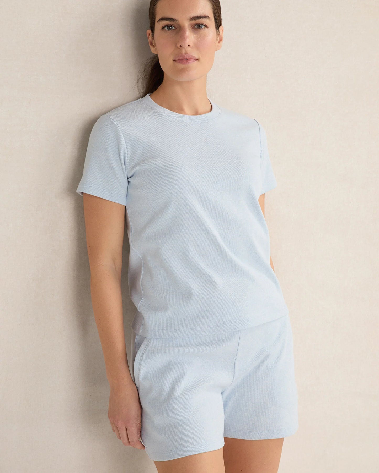 Organic Cotton Rib Knit Short Sleeve Tee