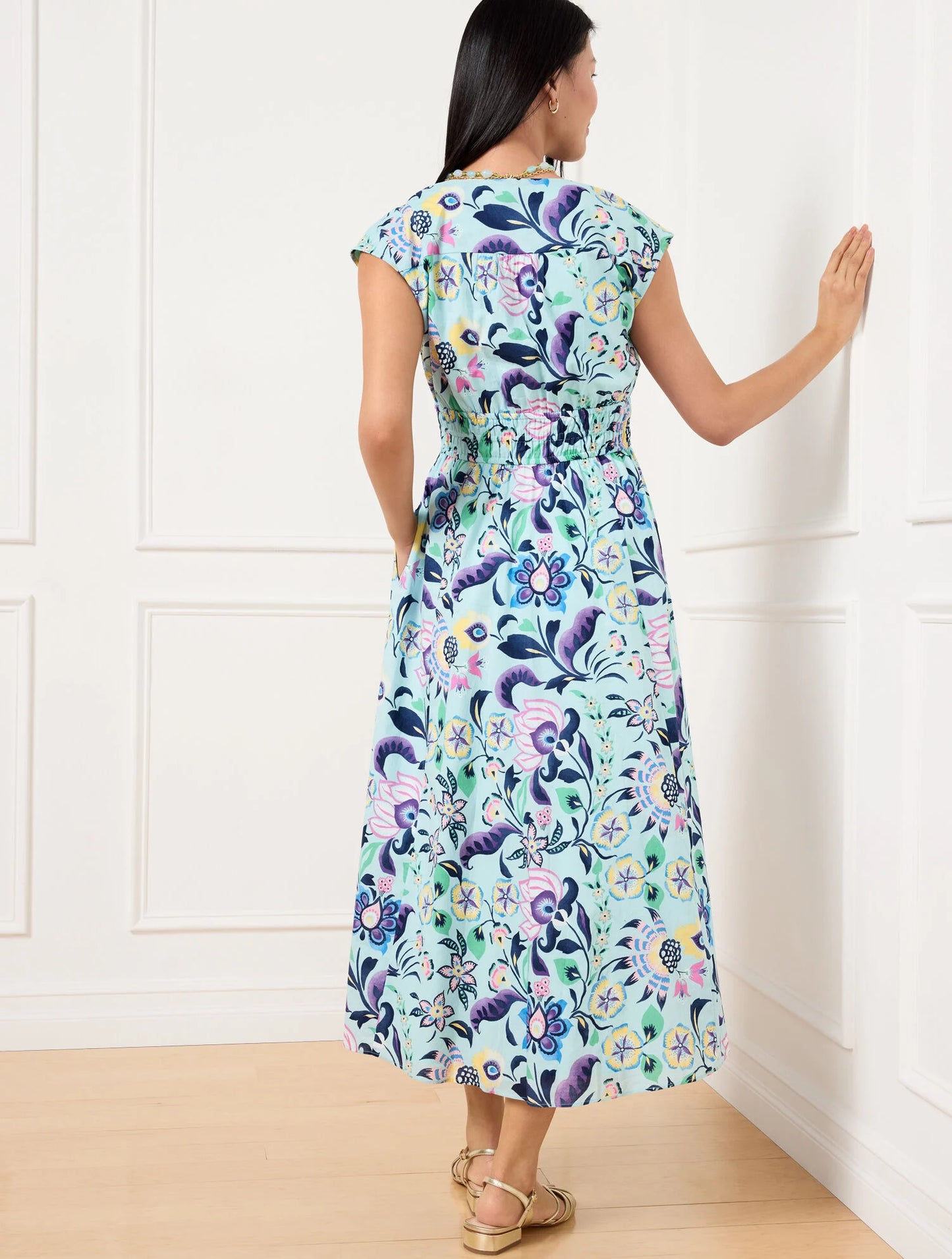 Voile Midi Dress - Jacobean Floral
