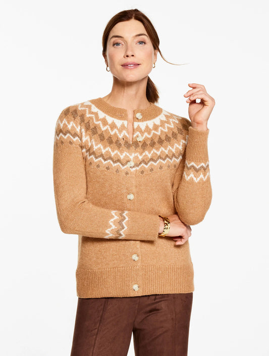 Crewneck Cardigan - Fair Isle Yoke