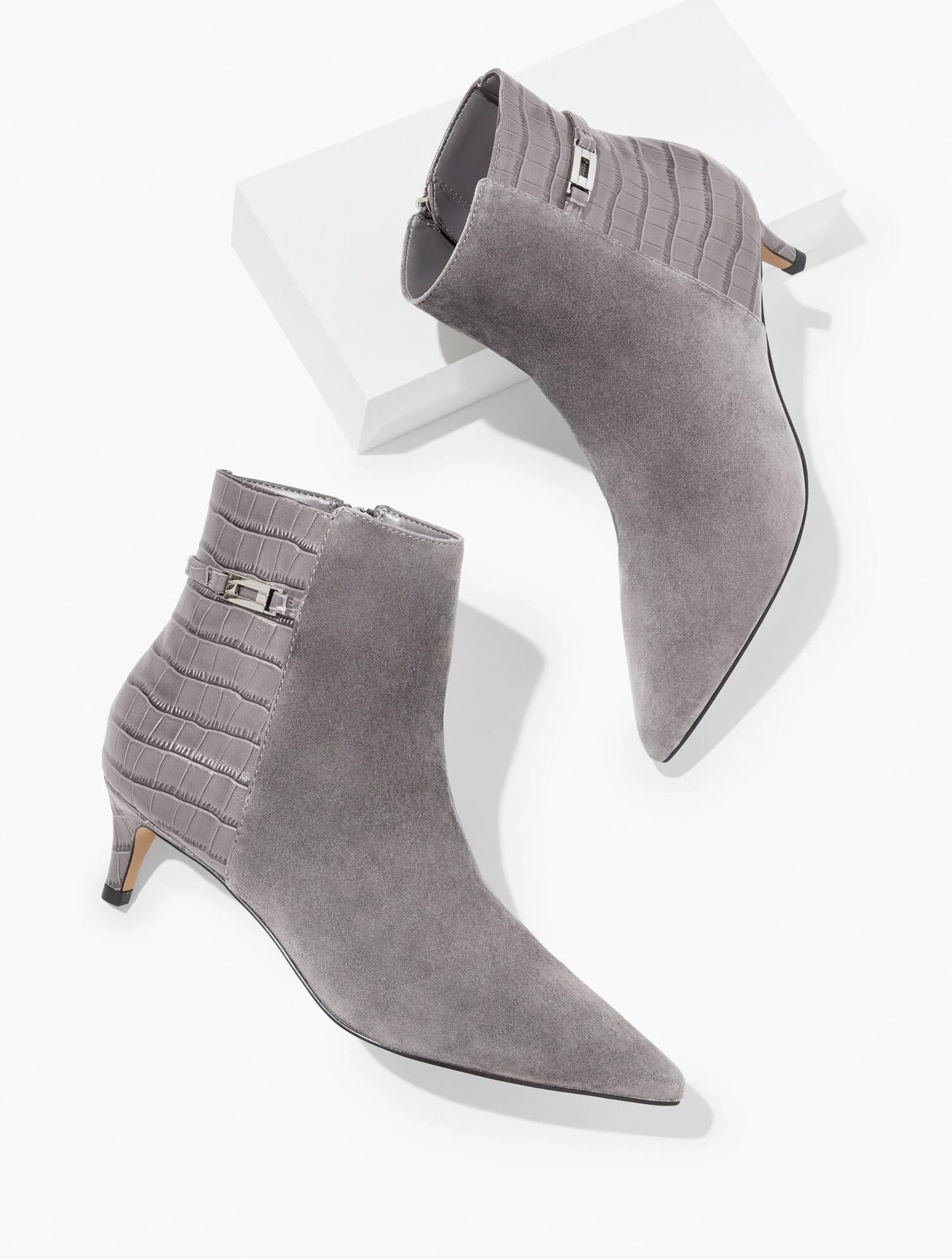 Kait Suede Curved Ankle Boots