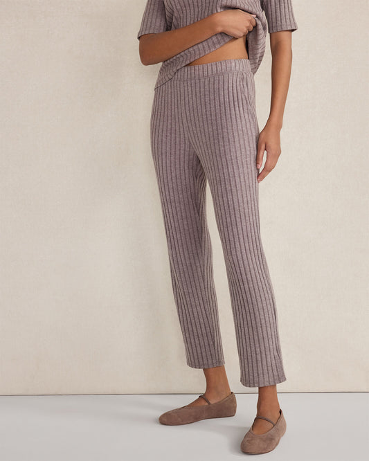 Wide Rib Knit Tapered Pants