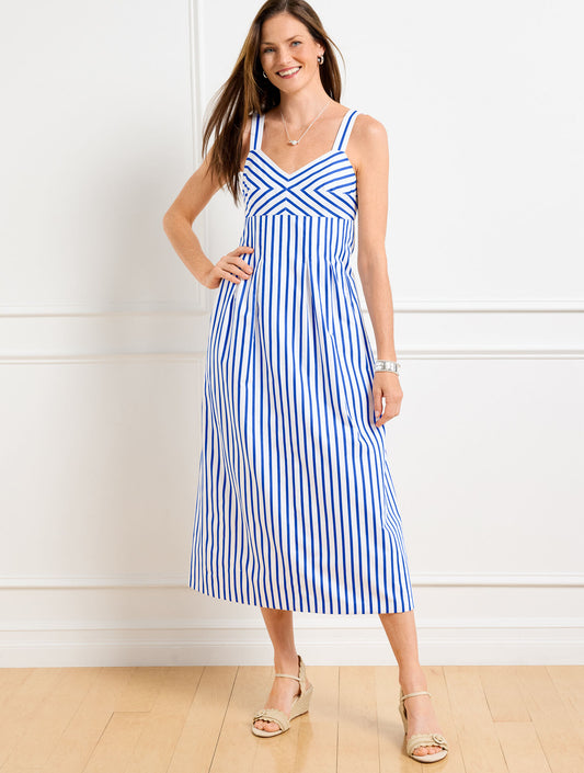 Fresh Poplin Midi Dress - Grotto Stripe