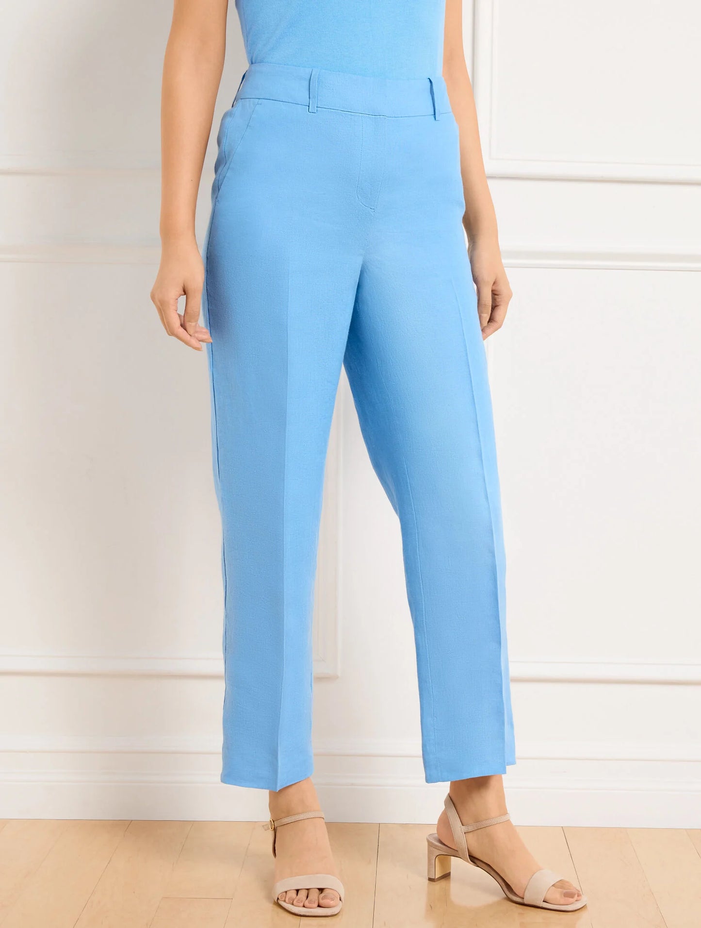 Straight Ankle Leg Linen Pants
