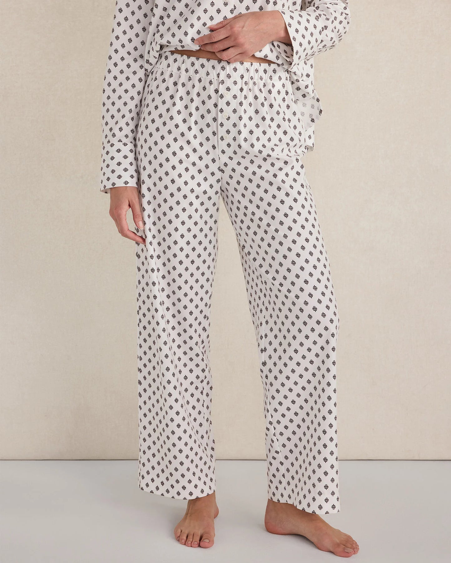 Organic Cotton Blend Floral Tile Pajama Pants