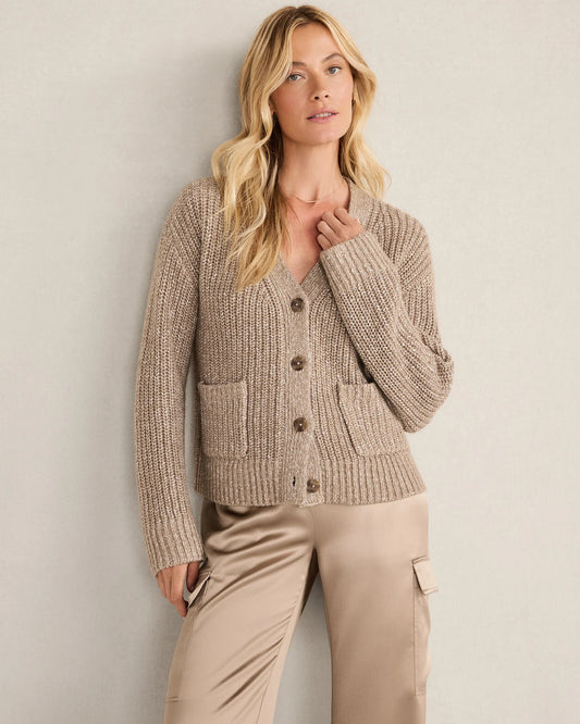 Lurex Blend Shaker Stitch Cardigan