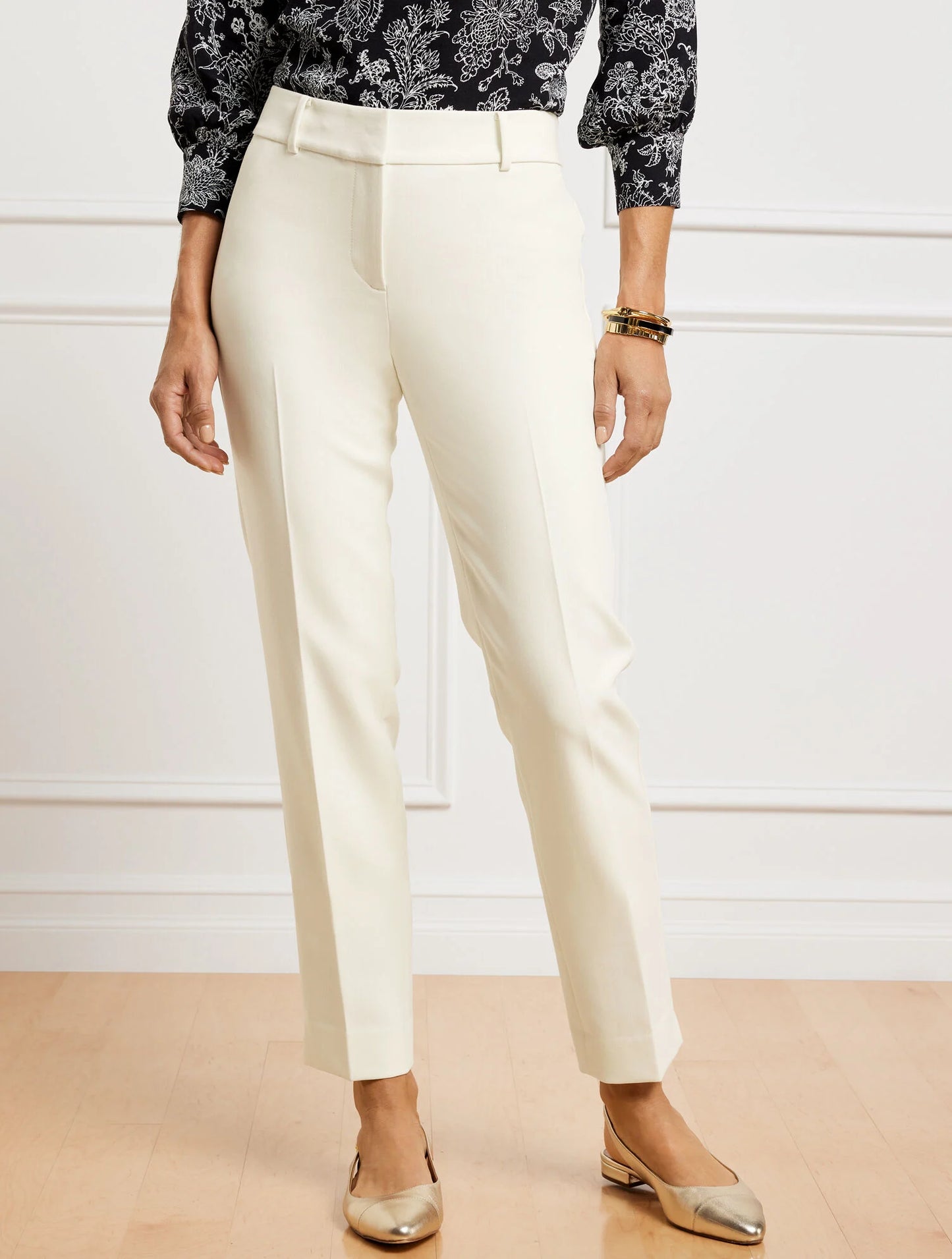 Talbots Hampshire Lightweight Double Cloth Straight Ankle Pants - Lined