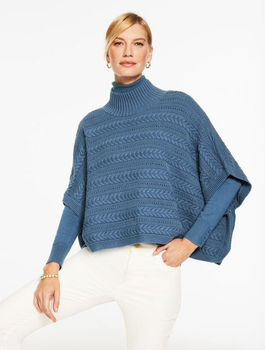 Plus Exclusive Cable Knit Poncho