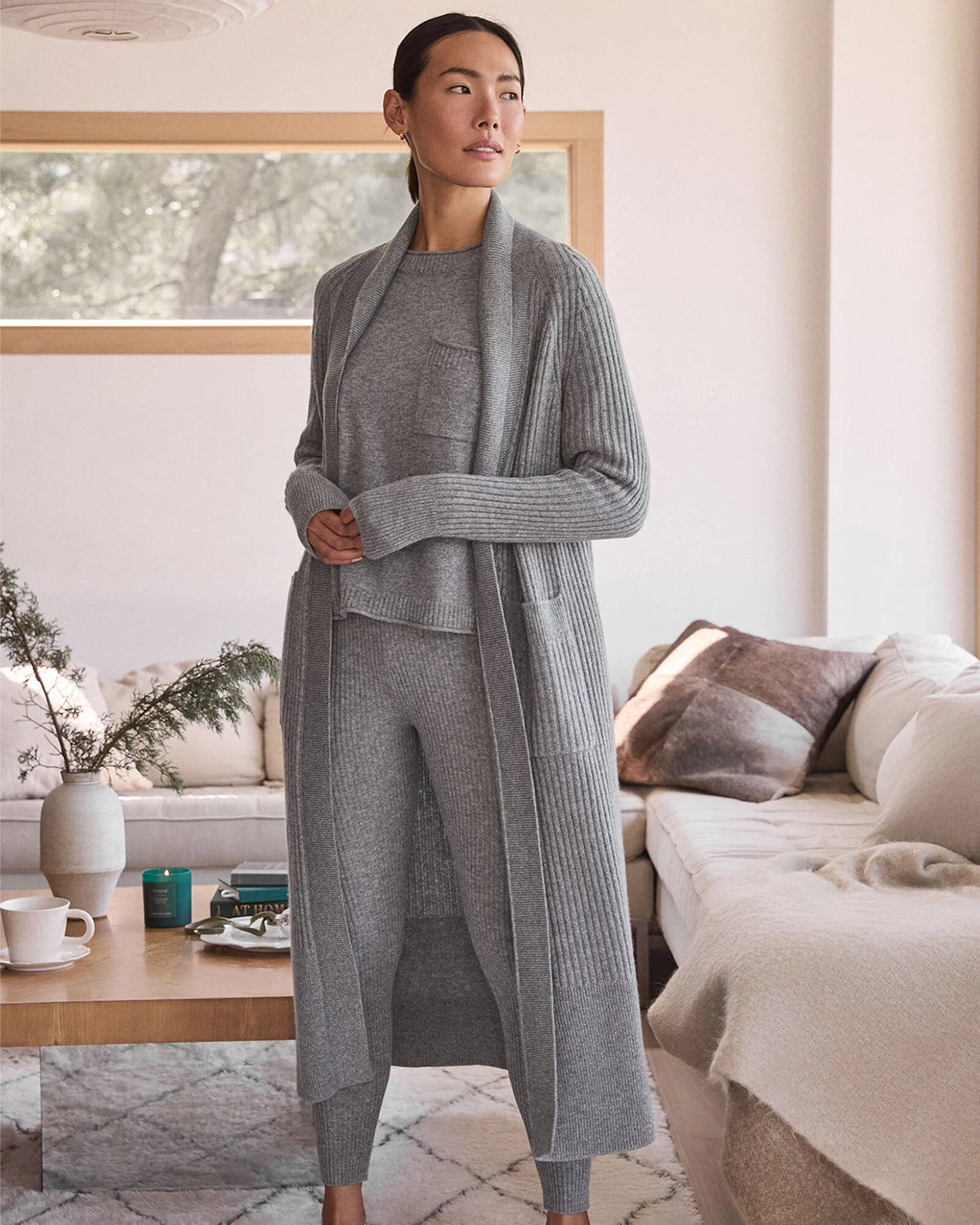 Cashmere Rib Knit Duster