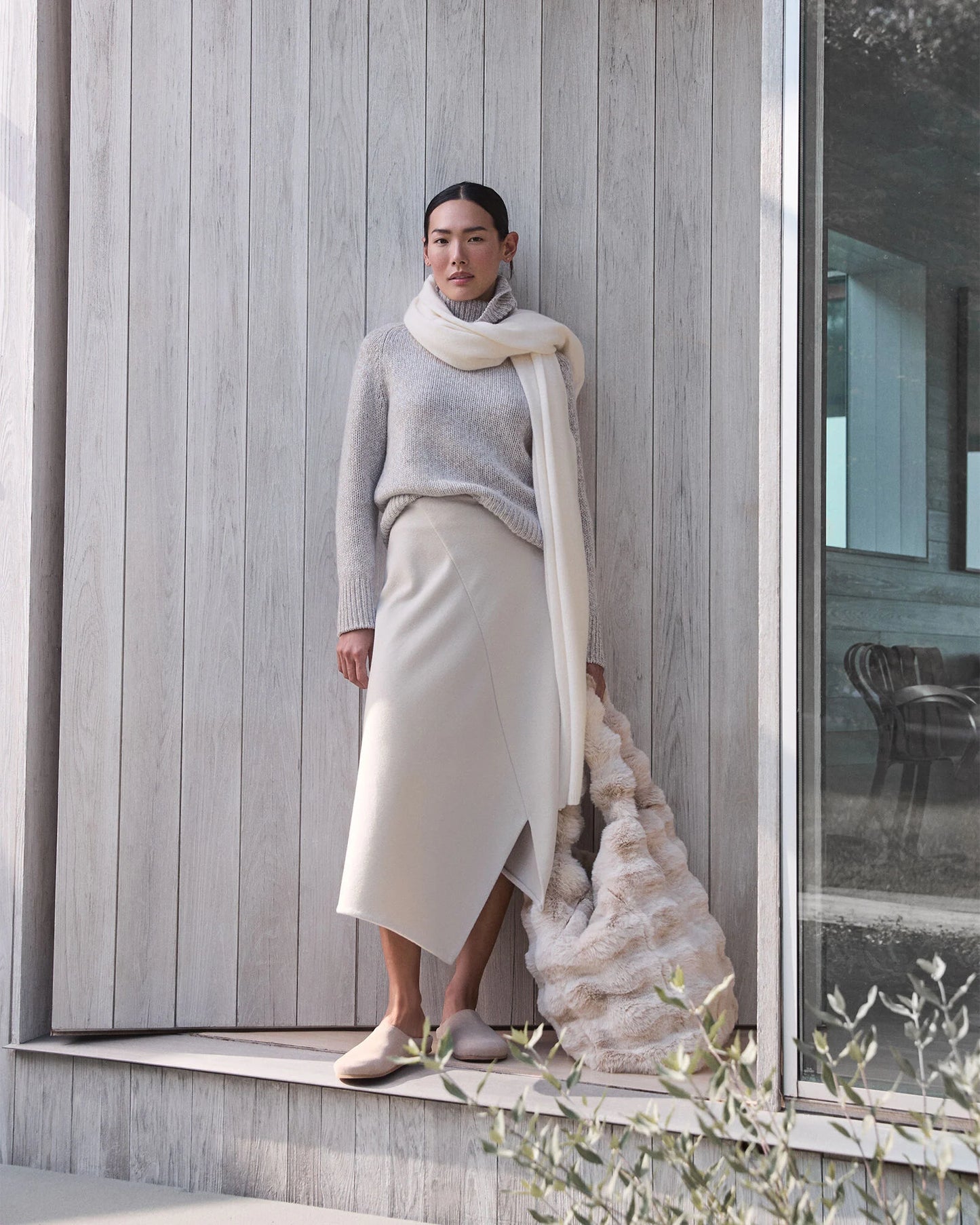 Marled Cashmere Cocoon Crewneck Sweater