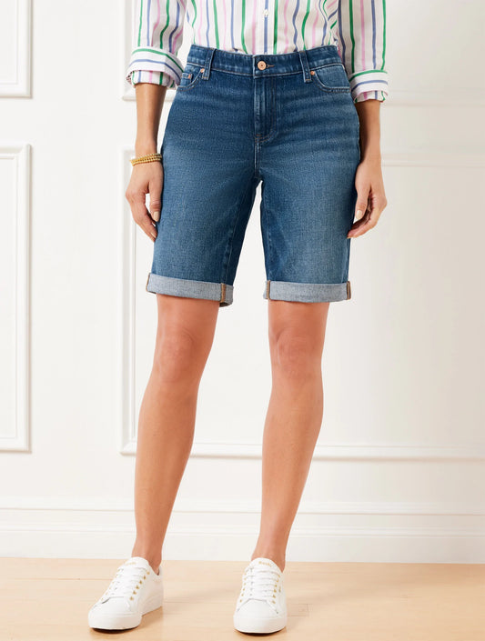 Girlfriend Denim Shorts - Rye Wash