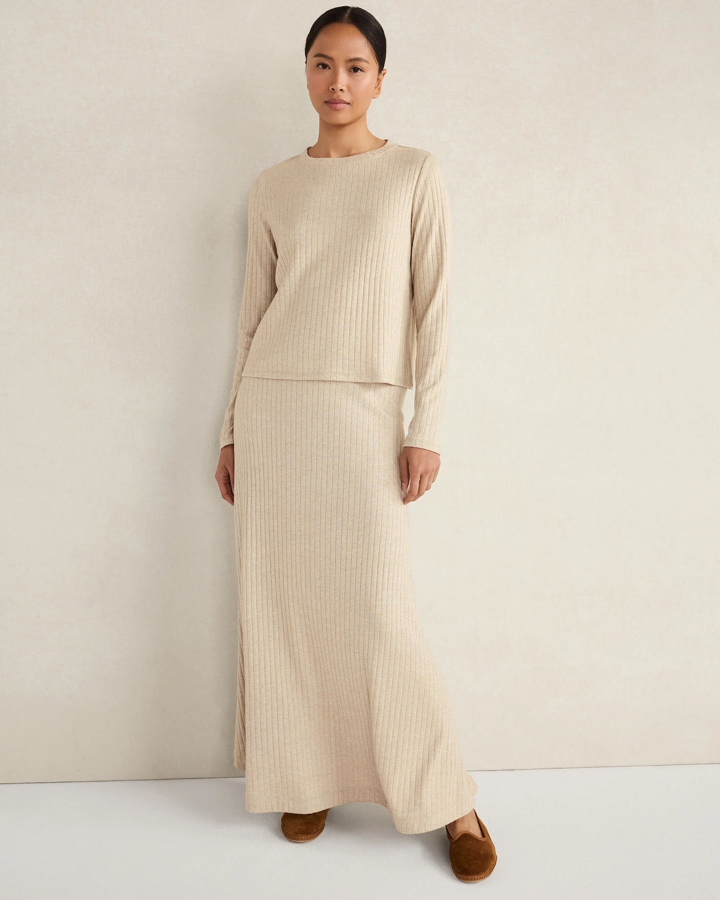 Lurex Rib Knit Maxi Skirt