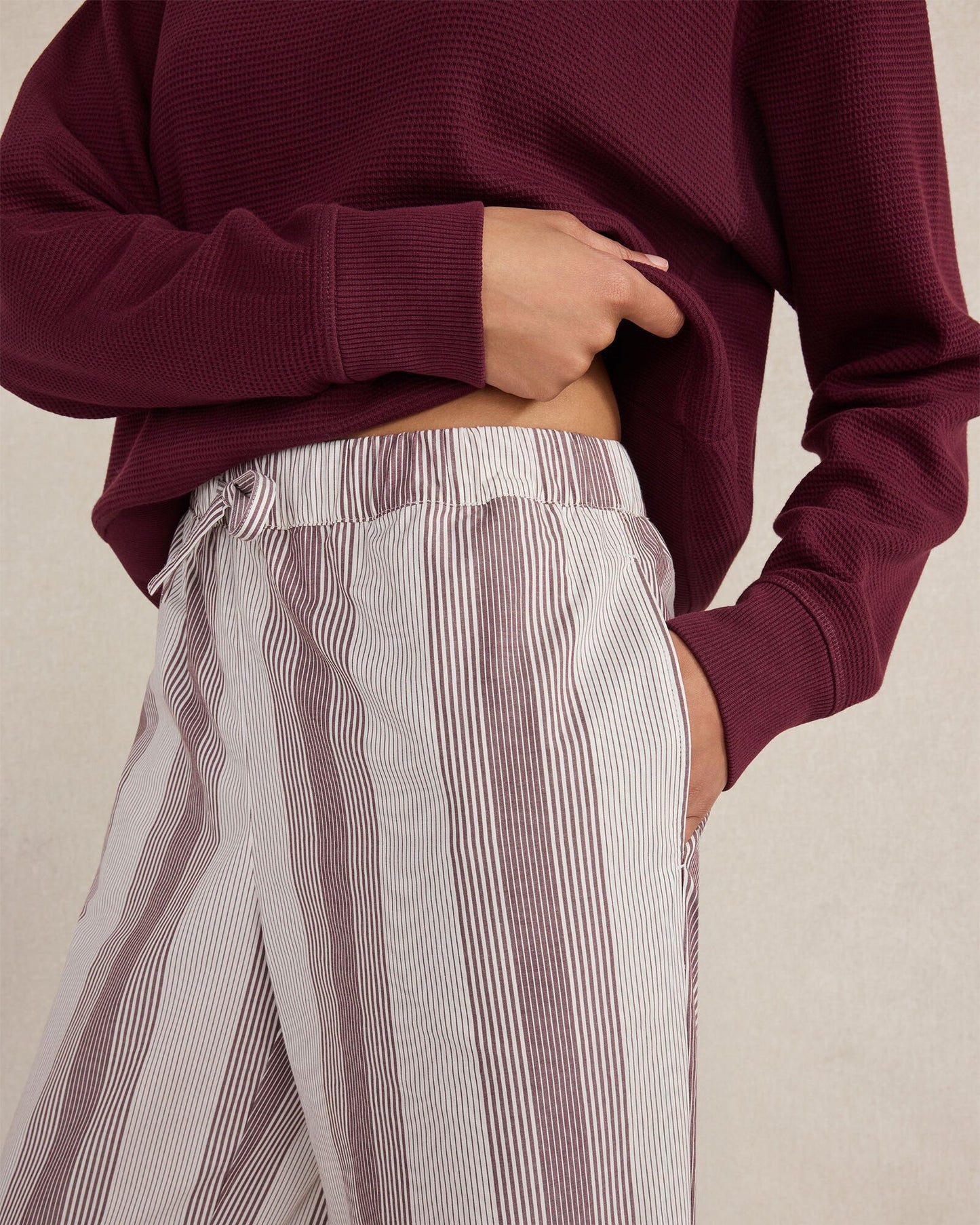Organic Cotton Poplin Faded Stripe Pajama Pants