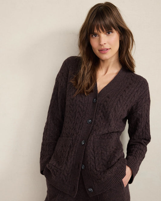Organic Cotton Blend Gradient Cable Cardigan