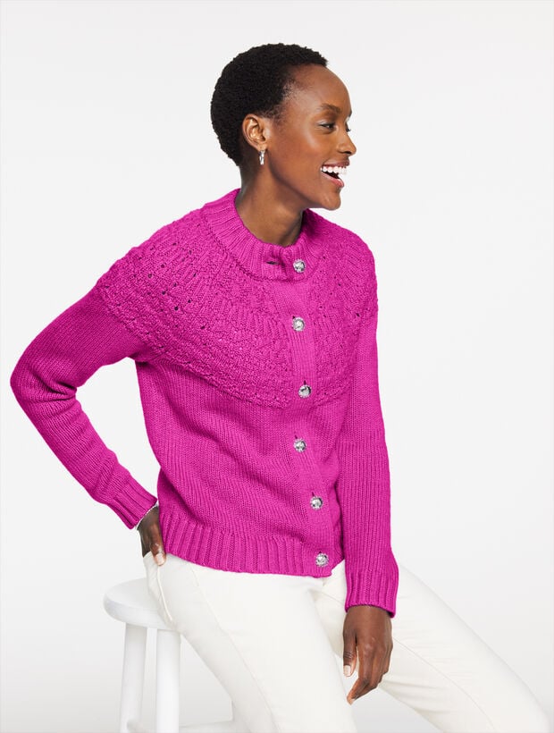 Pointelle Mockneck Cardigan