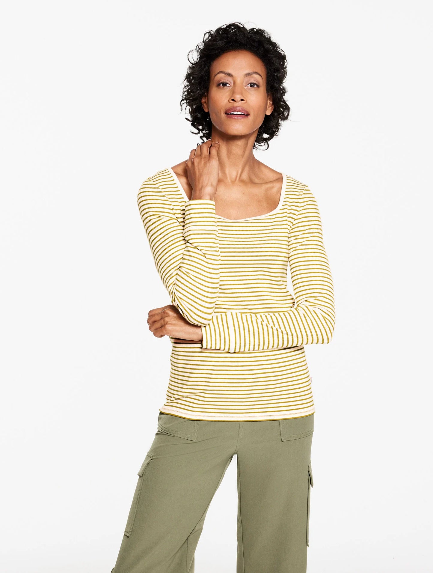 Ribbed Square Neck Tee - Wimbledon Stripe